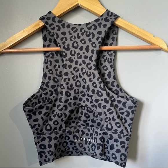 Anthropologie Allfenix dark grey black leopard bra Long Sports Bra size XS - Picture 6 of 8